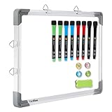 Small Dry Erase White Board - Magnetic Hanging Whiteboard for Wall Portable Mini Double Sided Easel Hold in Hand for Kids Drawing, Kitchen Grocery List, Cubicle Memo Board.