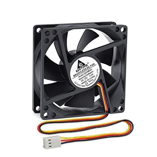 GDSTIME 80mm 12V 3 Pin PC Fan 80mm CPU Computer Fan 80 x 25mm CPU Cooler 8CM 2800 RPM 8025 DC Brushless Cooling 12V Case Cooler For Router PSU Inverter Ventilation Replacement