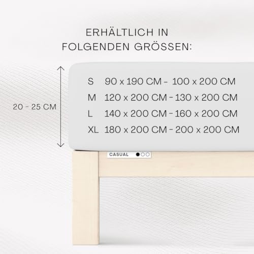 schlafgut Casual Spannbettlaken 140x200 cm 100% Bio-Baumwolle, Full-White – Ansicht 2