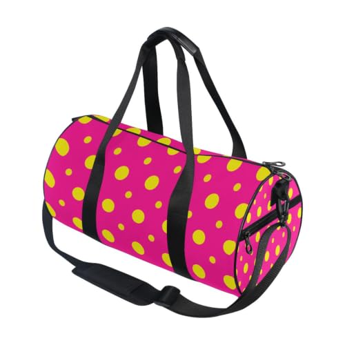 Bolsa de deporte ligera para gym y escapadas de fin de semana en rosa neón con lunares