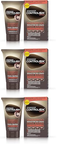 Just For Men Control GX Champú y Tinte Para Barba, Reduce Gradualmente El pelo Gris en Cada Lavado Para Resultados Sutiles Y Naturales, Para Todos Los Tonos, 118 ml (Paquete de 3)