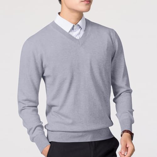Men’s V Neck Lightweight Knit Sweater Basic Pullover Casual Thin Jumper Long Sleeve Soft Breathable Knitted Top3