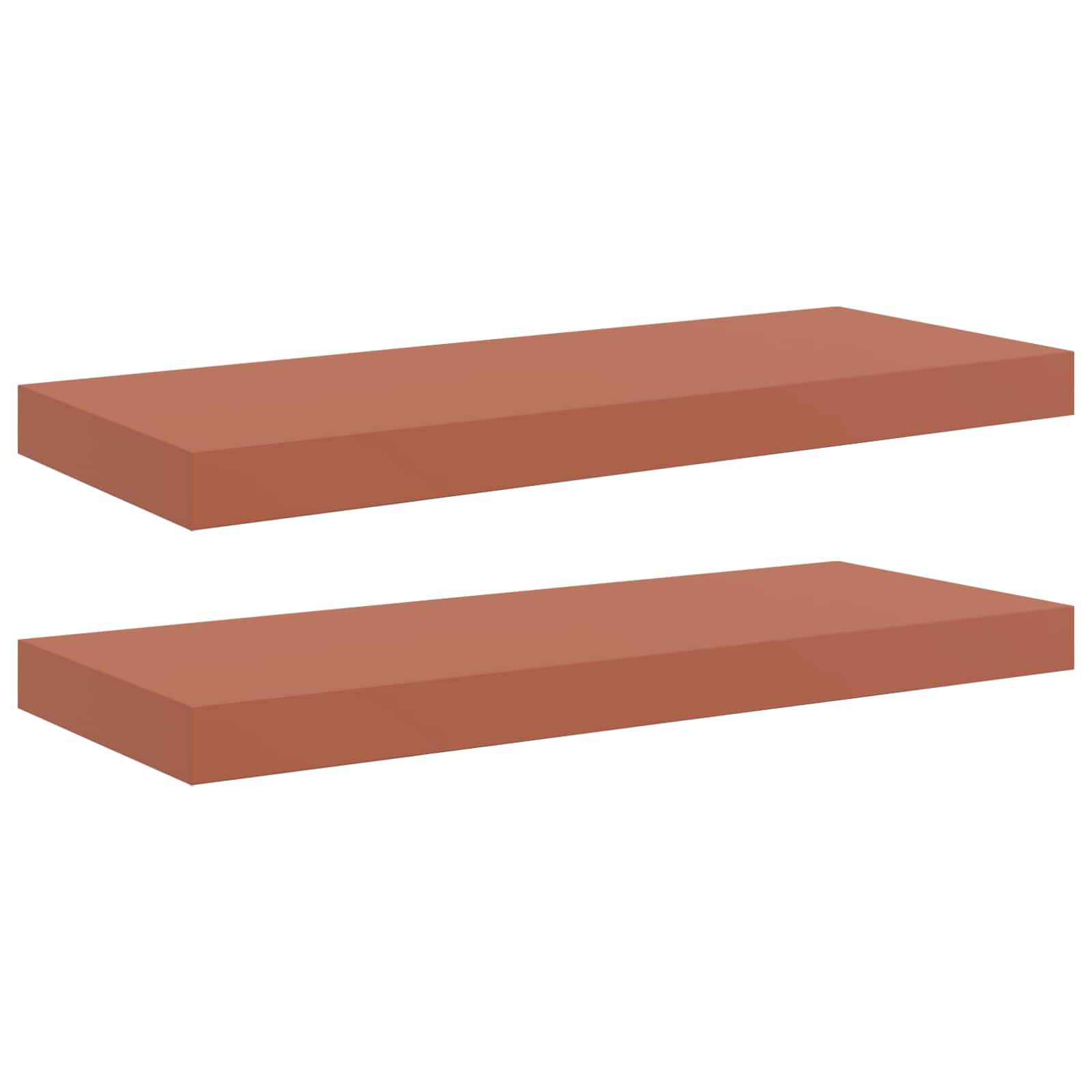 Étagères murales flottantes lot de 2 rouge bois 60x23x4 cm