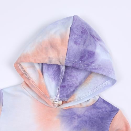 Toddler Girls 2 Piece Outfits Tie Dye Hoodie Sweatshirt and Sweatpants Little Kids Athletic Pullover Jogger Sets2