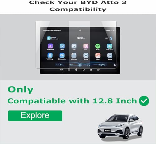 Image of OHAYO Screen Protector for BYD Atto 3 EV 2024 | 12.8 Inch Infotainment & 5 Inch Instrument Cluster | 9H Hardness, Military Strength, Scratch Resistant, Bubble Free, Anti Fingerprint | Non-Glass Material, Full Coverage Protection