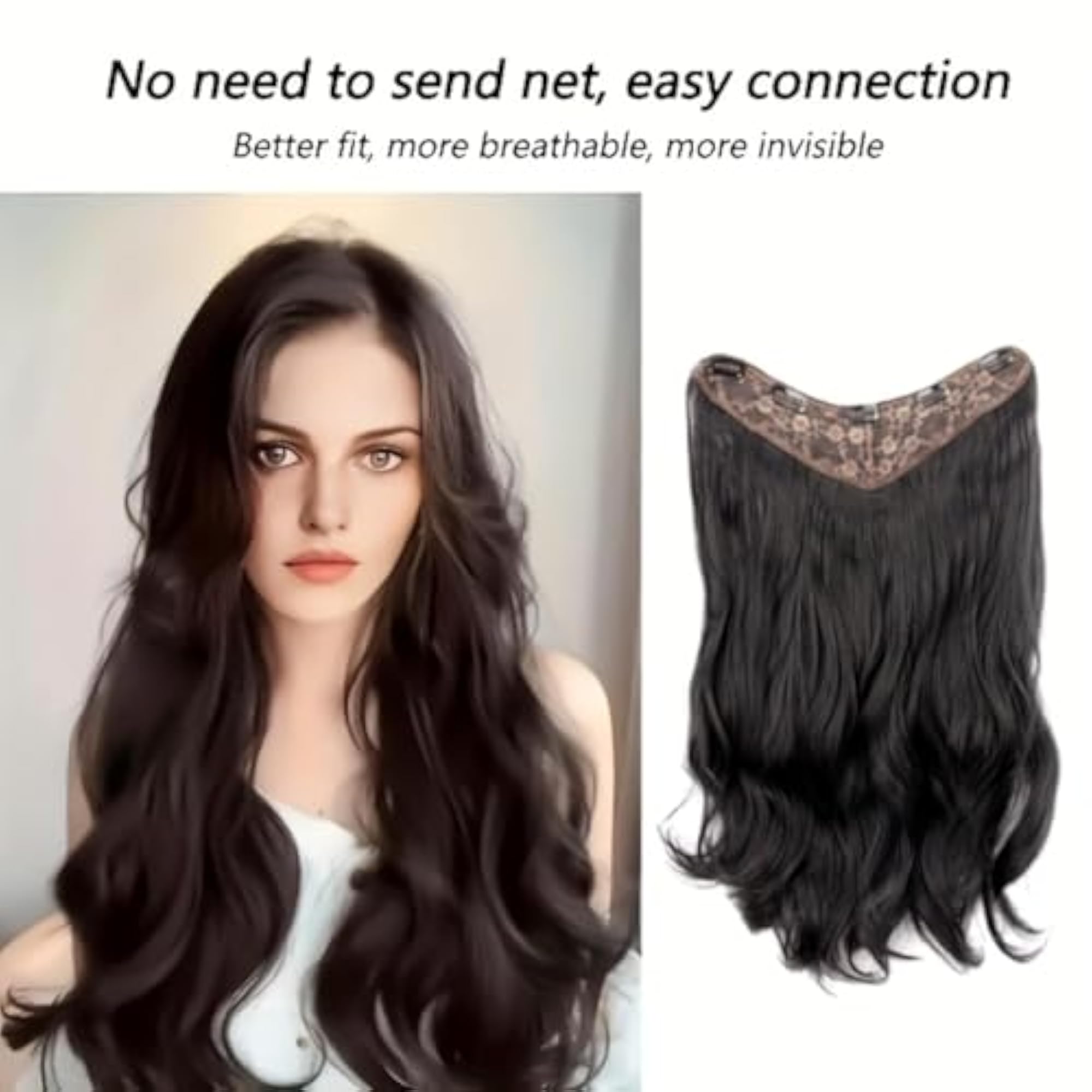 Set of 1, 24-Inch V-Shape Curly Clip-In Hair Extensions