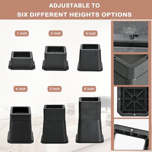 Shouwuhho20pcsadjustablebedrisers13or6inchheavydutyfurnitureriserselevationinheights123456inchforcouchsofatablechairraiserssupportupto6000lbsblack Urban Country Home Decor Shouwuhho 20 pcs adjustable bed risers 1 3 or 6 inch heavy duty furniture risers elevation in heights 1 2 3 4 5 6 inch for couch sofa table chair raisers support up to 6000 lbs black urban country home decor
