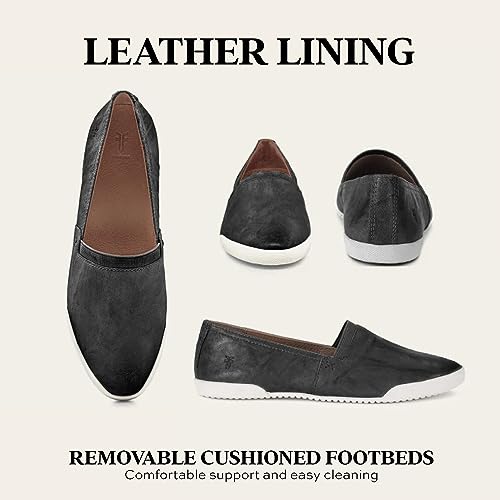 Image of Frye Melanie Slip On Shoes for Women Crafted from Premium Leather with Rubber Toe Bumpers and Soles, Leather Lining, and Removable Footbeds - 1 inch Outsole