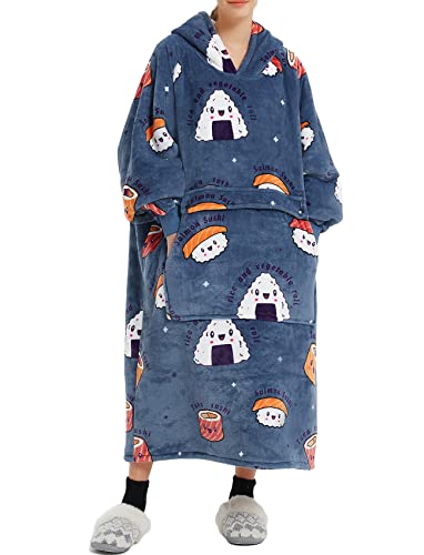 Image of KFUBUO Wearable Blanket Hoodie for Adults Sherpa All Patterns Oversized Sweatshirt Blanket with Pocket