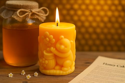 Image of Teddy Honey Pot Candle & Moonlit Jasmine Car Hanging Diffuser - Home Decor & Car Fragrance Combo