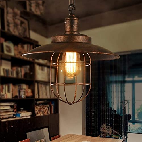 Suspension industrielle E27 plafonnier vintage fer luminaire suspendu noir
