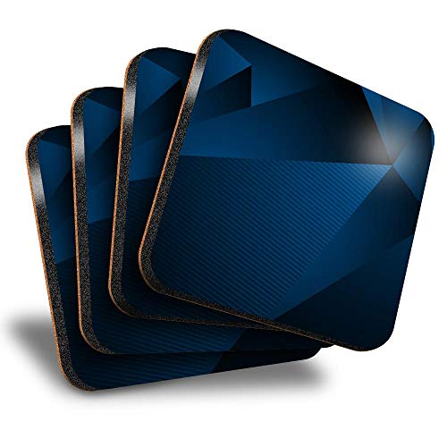 Image of Destination Vinyl Ltd Great Coasters (Set of 4) Square - Dark Blue Abstract Tech Pattern Art Drink Glossy Coasters/Tabletop Protection for Any Table Type #44833