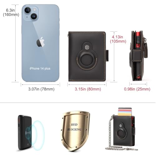 Mens Wallet Card Holder: Pop Up Aluminum Case, Genuine Leather, Smart, RFID Blocking, Slim, Minimalist, Front Pocket - 9-12Capacity | ID Window | Cash Slot3