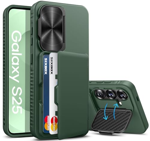 Image of for Samsung Galaxy S25 Case Wallet with Stand, Built-in Card Holder & Camera Cover, Military Grade Drop Protection Shockproof Rugged Protective Wallet Phone Case for Samsung S25 5G 2025, Green