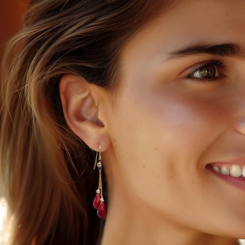 Ross-Simons 15.00 ct. t.w. Ruby and Bead Double Drop Earrings in 14kt Yellow Gold2