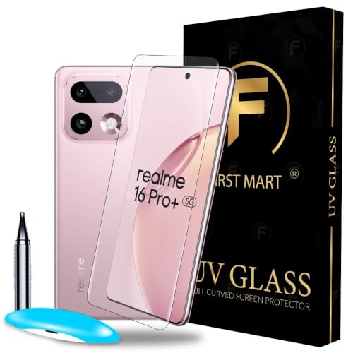 Image of FIRST MART Military-Grade UV Tempered Glass for Realme 16 Pro Plus - 9H Hardness, Edge-to-Edge, Bubble-Free