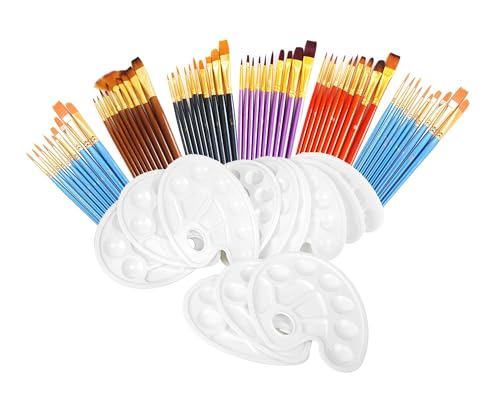 72 Pcs Painting Brush Palette Set, 60 Pcs Paint Brushes