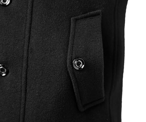 Image of APTRO Men's Pea Coat Wool Jacket Single Breasted Winter Coat Military Coat 1108 Black XL