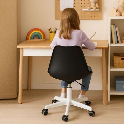 Sedia da Ufficio Scrivania Ergonomica Design Moderno con Altezza Regolabile e Cuscino Imbottito ad Alta Densità, Seduta Girevole con Ruote Piroettanti, Ideale per Casa, Studio (Nero) - Sedia gaming - Immagine 2