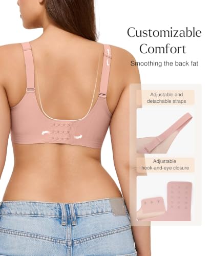 Popilush Wireless Comfortable Bras Womens Deep V Neck Pink S - image 3