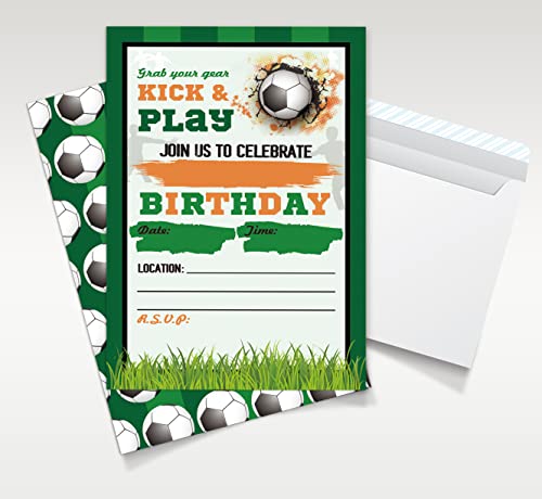 Soccer Birthday Invitation25 Invitation 25 Envelopes Soccer Birthday Party Supplies Soccer Party Soccer Party Decorations