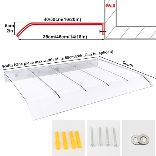 Auvent de porte d'entrée en polycarbonate 50 x 500 cm pour terrasse - 8