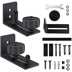 Wilktop Juego de 2 guías de suelo ajustables, para puertas correderas, guía de ruedas con tornillos, guía de puerta corredera 8 en 1 para todas las puertas correderas