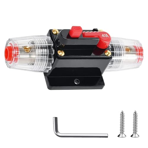 40 Amp Circuit Breaker Manual Reset Inline Fuse, 12V-48V DC for car Audio Marine Boat Trolling Motor Solar System Protection