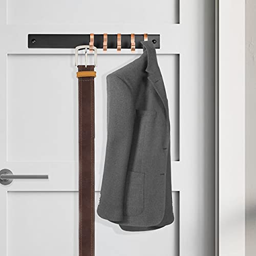 Image of Plantex Aluminum Hook Rail with Movable Hooks for Bathroom /Kitchen /Cloth Wall Hanger - Hooks for Clothes Hanging (5 Hooks - Black & Gold)