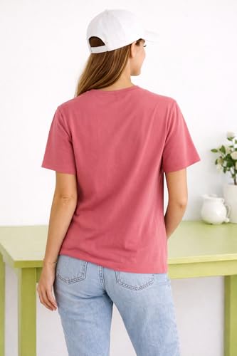 Image of London Hills Women's Loose Fit Printed Cotton T-Shirt Pack of 2 | Casual Round Neck Half Sleeve Graphic Tee | Breathable Summer Top for College, Travel & Outing