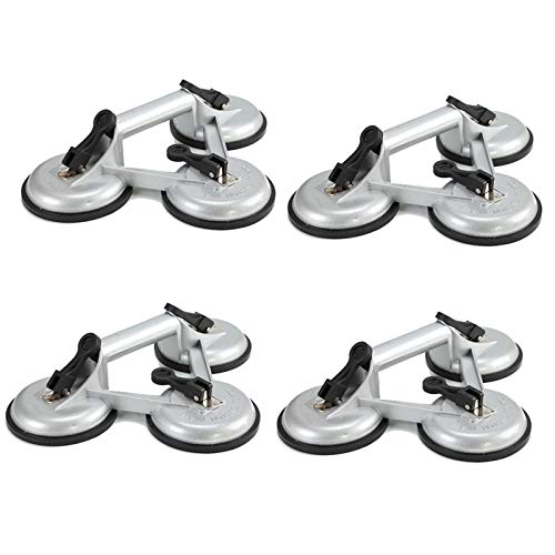 4 Stück Aluminium Dreifach Glassauger Saugheber Glasheber Vakuumheber 4X 120kg Tragkraft 120mm