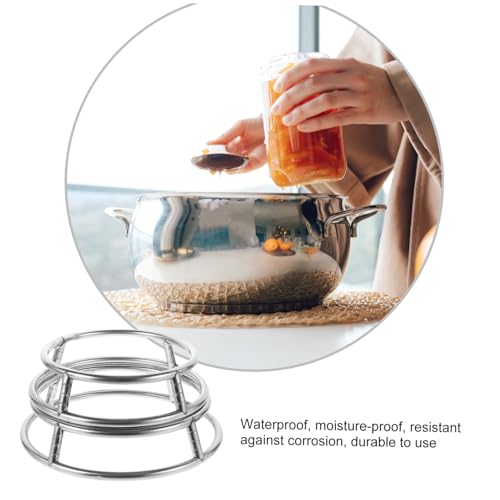 SHOWERORO 2pcs Round Pot Rack Stainless Steel Pot Holder for Kitchen Multi-functional Frying Pan Rack and Design Gas and Electric Stoves - Thumbnail 3