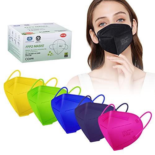 ctc connexions FFP2 Maske Bunt 20 Stück Einweg-Staubschutzmasken CE 0598 Zertifizierung EN149:2001+A1:2009 5-Lagen Schutzmasken Einzelverpackt…… Cover
