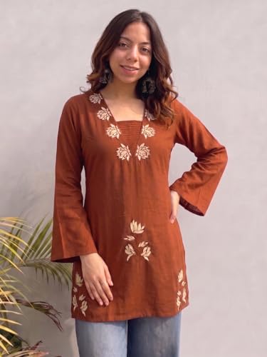 Image of ANNI Designer Cotton Short Kurti for Women | Stylish Kurti | Short Kurti Top | Casual Kurta for Women | Comfortable Cotton Kurtis for Womens