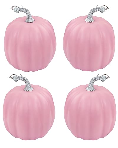 vensovo 6 Inch Pink Artificial Pumpkins, 4 Pack