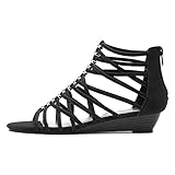 Lilley Sabrina Womens Black Wedge Strappy Sandal - Size 6 UK - Black