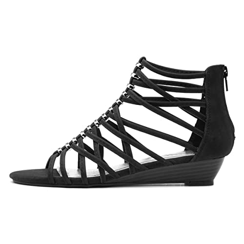 Lilley Sabrina Womens Black Wedge Strappy Sandal - Size 6 UK - Black