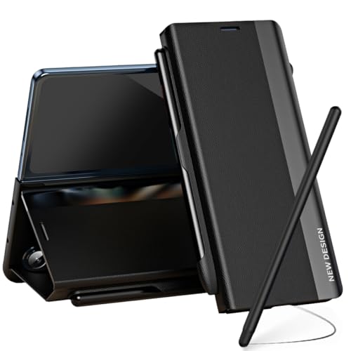 Coque Samsung Galaxy Z Fold 6 avec stylet S Pen inclus et support intégré cuir noir
