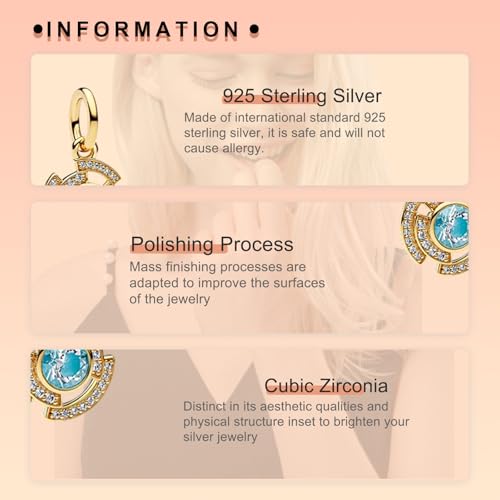 Image of S925 Sterling Silver Gold Plated Romantic Charms, Gifts for Mom Girlfriend Family on Valentine's Day Birthday Christmas Anniversary, Bracelet Necklace Bead Charm