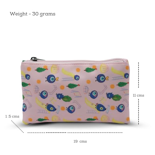 Image of VISMIINTREND Evil Eye Flat Pouch - Printed Pink Design for Accessories and Stationery, School | College | Office | Travel | Gift