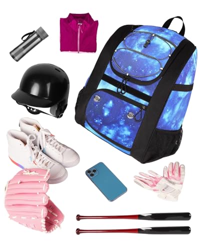 Image of MATEIN Softball Bag, Lightweight Baseball Backpack with Shoe Compartment, Baseball Bag with Fence Hook for TBall Bat & Equipment, Softball Gifts Catchers Backpack for Women Fit Catcher's Mitt, Helmet