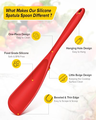 Image of BUNDLEPRO Silicone Cooking Spoons for Nonstick Cookware, One-Piece, 2 Pack
