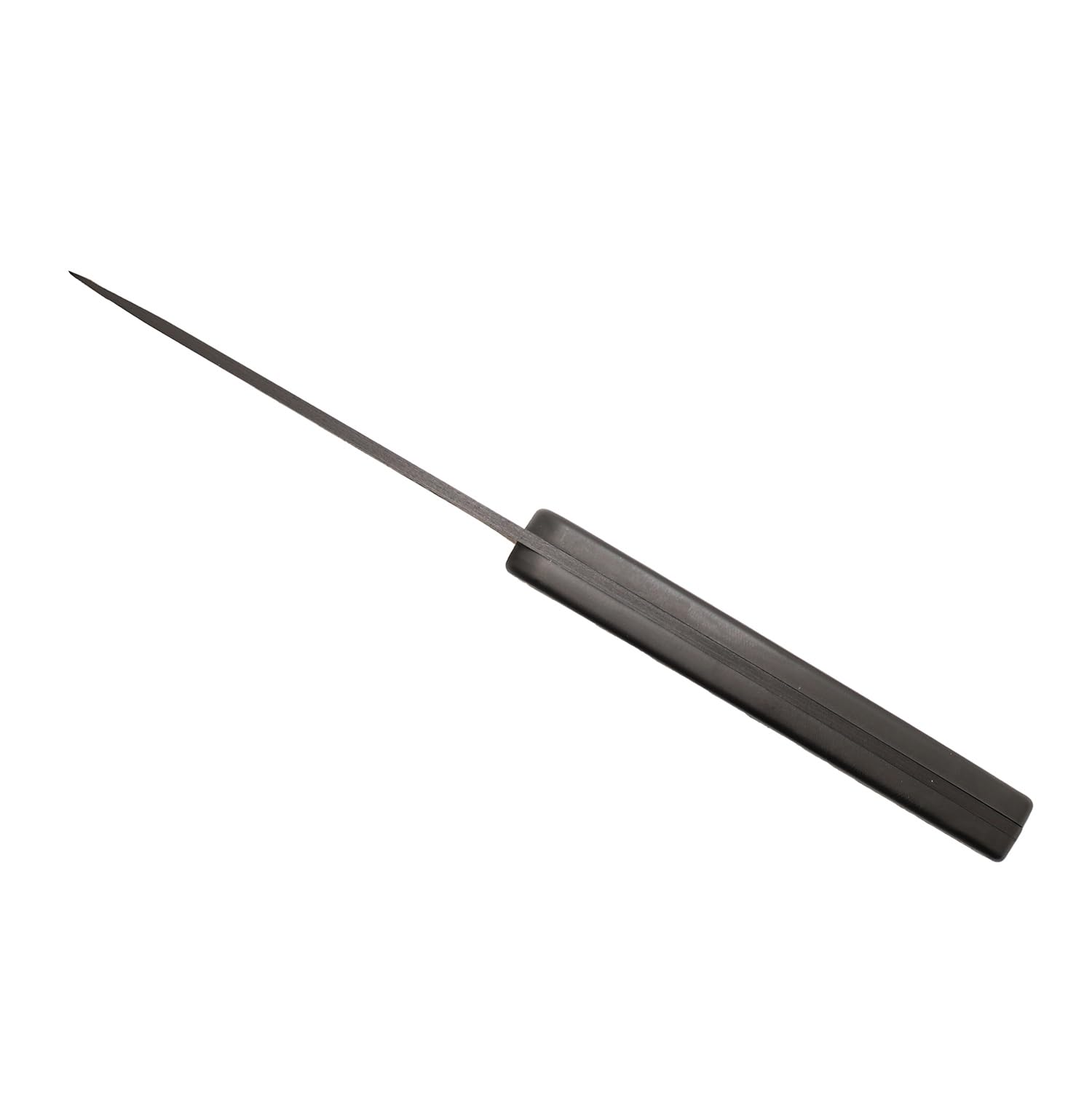 deejo - Lot de 4 Couteaux de Table Restaurant - Motif Triskell - Manches Polycarbonate et ABS Façon Palissandre, Lames Fixes Micro-Dentés Acier Inoxydable 2CR14 - Finition Titane Noir
