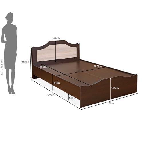 Image of Nilkamal Willy Wooden Double Bed Without Storage | Engineered Wood | Contemporary Design | Wenge & Sonoma Oak