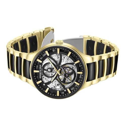 Image of KENNETH COLE Black Dial Automatic Stainless Steel Strap Watch for Men