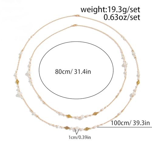 Long Necklaces for Women Pearl Necklaces for Women Long Gold Chain Necklace Dainty Layered Pearl Necklace Statement Sweater Strand Chain Jewelry4