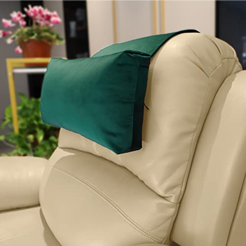 AmazeCov Non-Slip Head Pillow for Recliners - Neck Support Cushion with Velvet Cover for Pain Relief at Home, Office and Travel (Green)