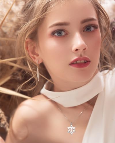 EUEAVAN Star of David Necklace for Women Hexagram Pendant Necklace Amulet Symbo Jewish Israel Religious David Jewelry Gift Women2