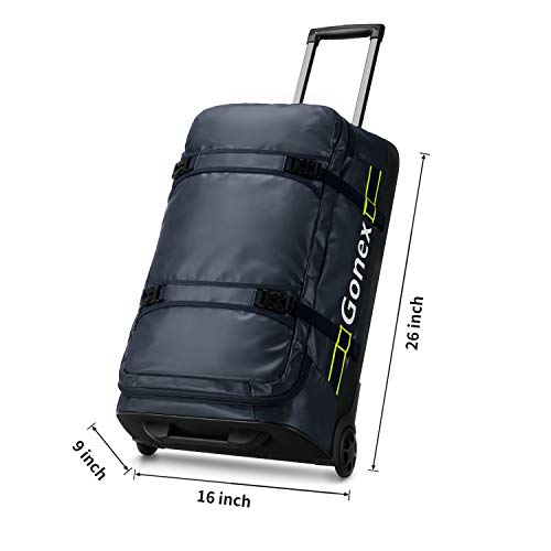 Gonex Rolling Duffle Bag with Wheels, 70L Water Repellent Wheeled Travel Duffel Luggage with Rollers 26 inch, Navy