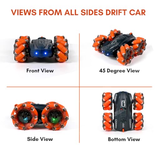 Image of Vikrida 2.4GHz Remote Control Extreme Drift Stunt Car for Kids | 360 Degree Limit Drift Car, Left & Right Rotation - Orange